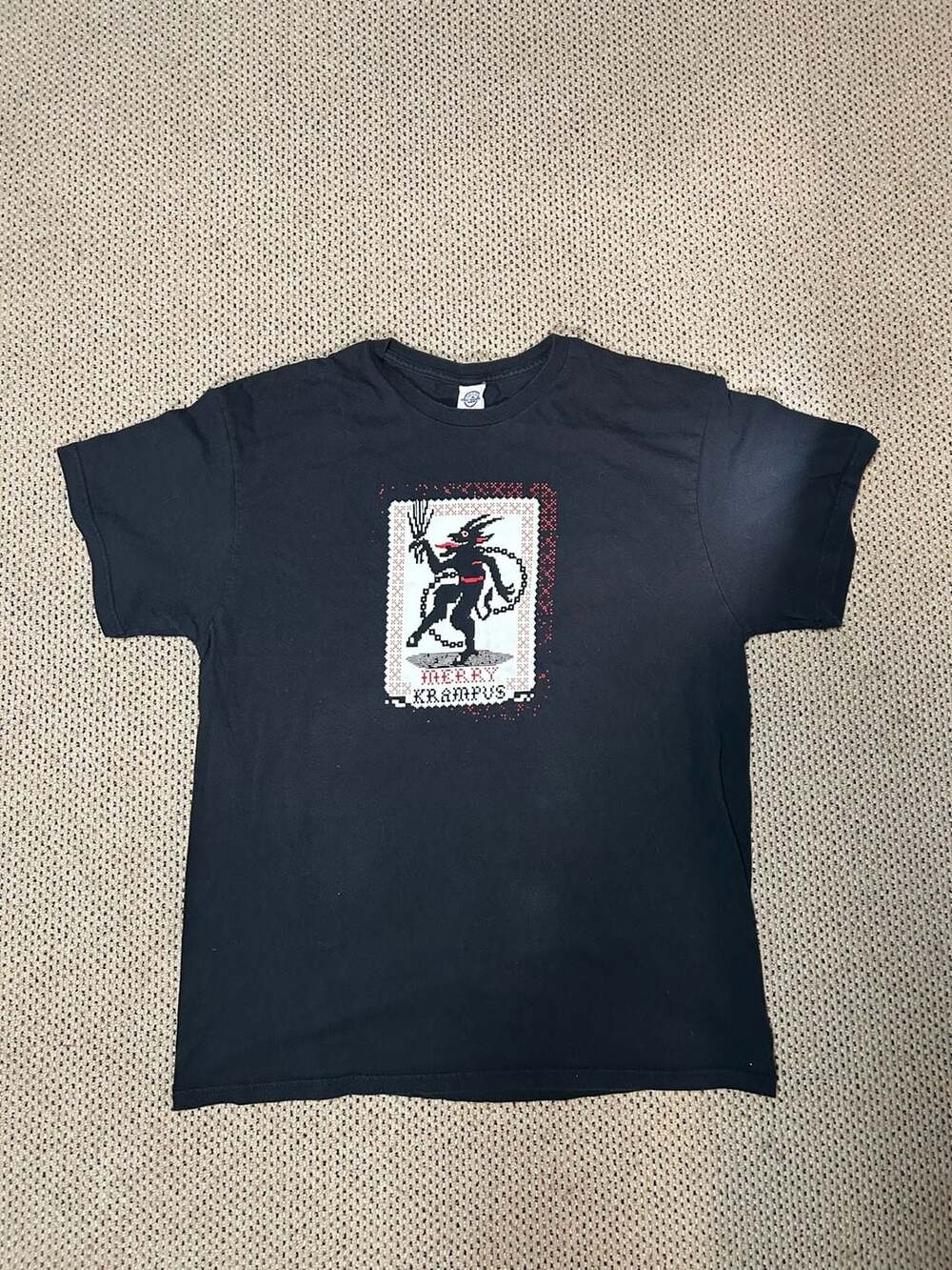 Delta Pro Weight Merry Krampus Ugly Sweater Style Black Graphic T-Shirt XL